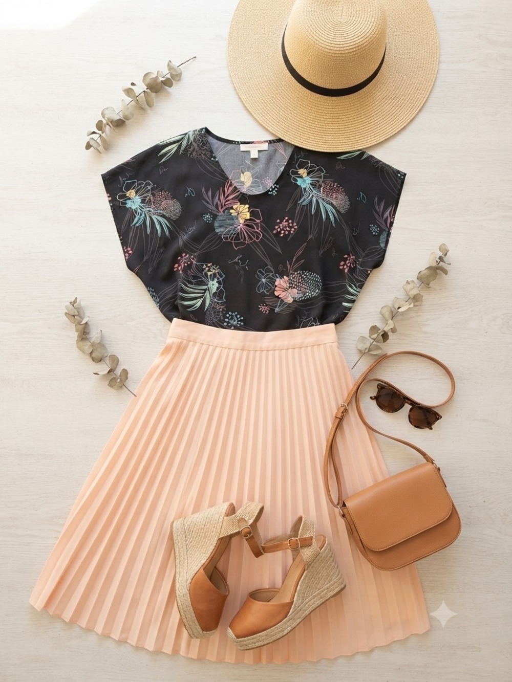 2 /$15 Floral V-Neck Flutter Sleeve Blouse in Black